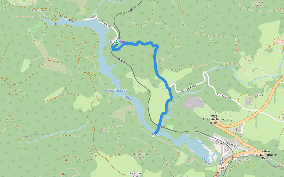 Hst. Erlaufklause - Flachbühel walking route map in Mitterbach am Erlaufsee