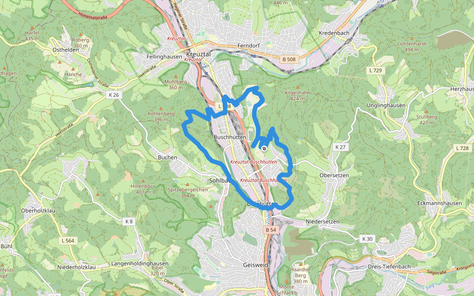 Eisenhammerweg Buschhütten walking route map in Kreuztal