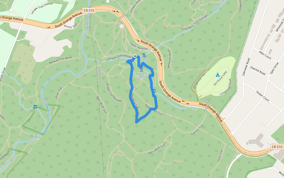 Hemlock Falls Loop walking route map in Maplewood