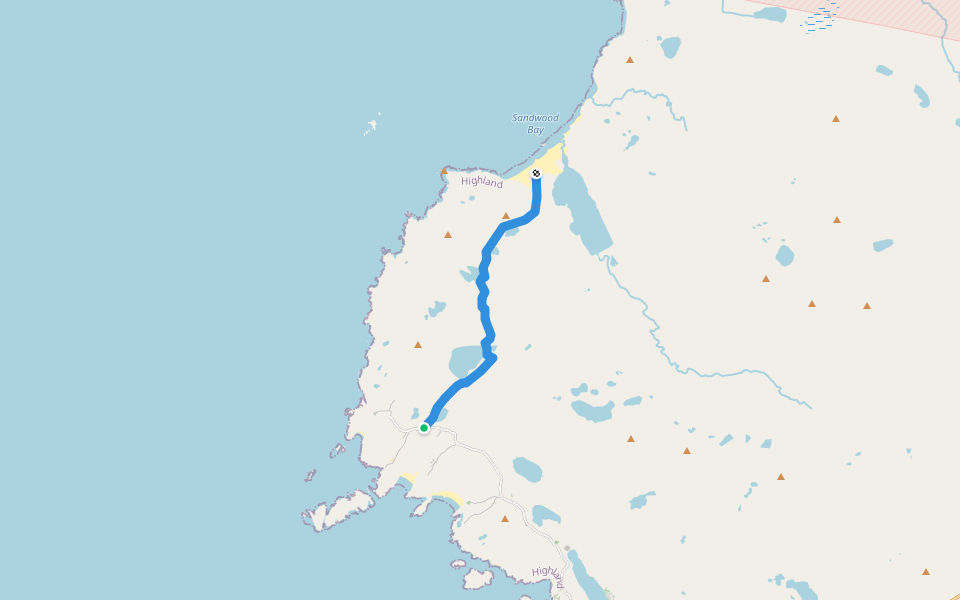 Sandwood Bay path walking route map in Rhiconich
