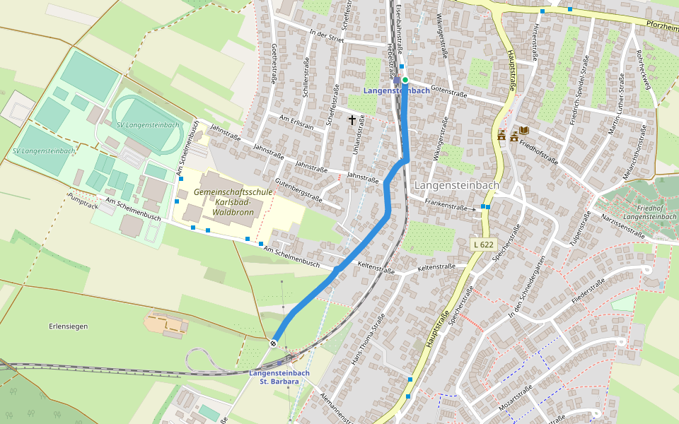 Langensteinbach AVG-Bahnhof - Haltepunkt St. Barbara