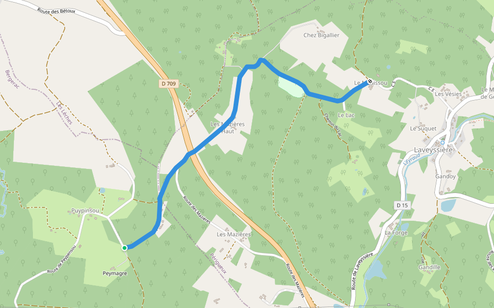 Liaison Laveyssière - Saint-Jean-d-'Eyraud - Lunas walking route map in Lunas