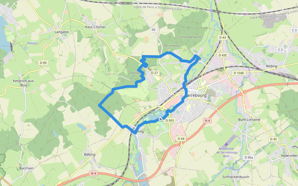 Circulaire de la Sarre à Sarrebourg walking route map in Sarrebourg