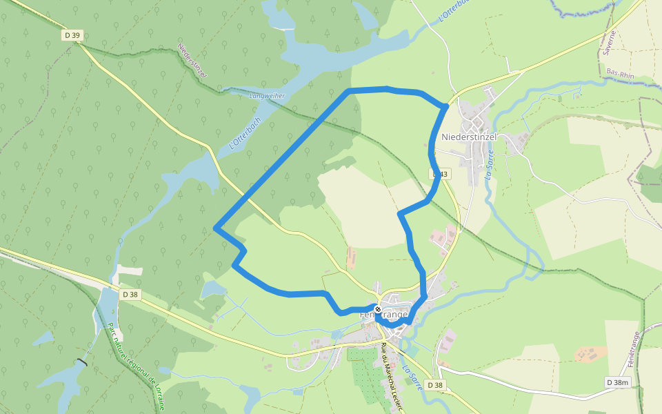 Circulaire du Gros chêne de Fénétrange walking route map in Fénétrange