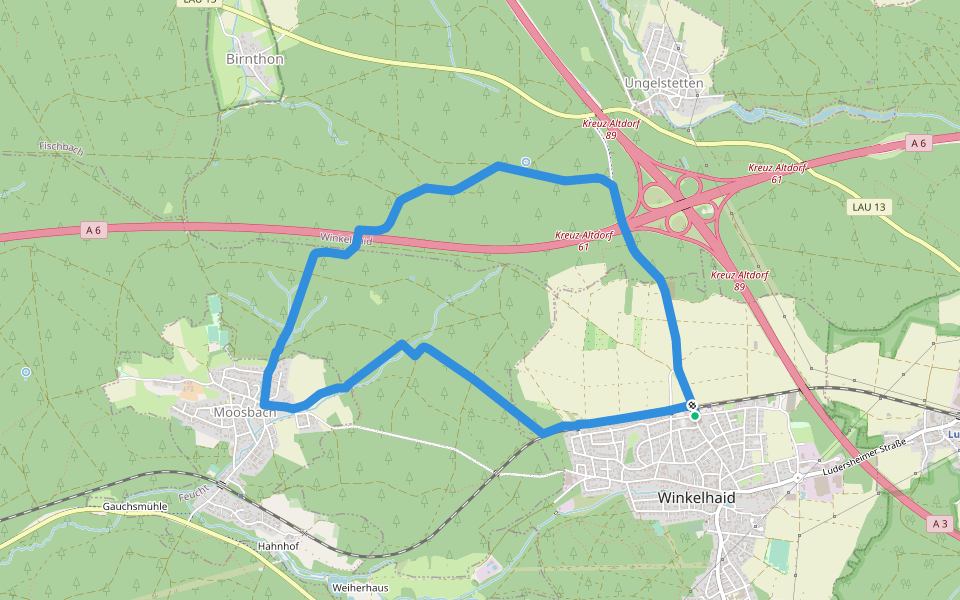 Rundweg um Winkelhaid walking route map in Winkelhaid