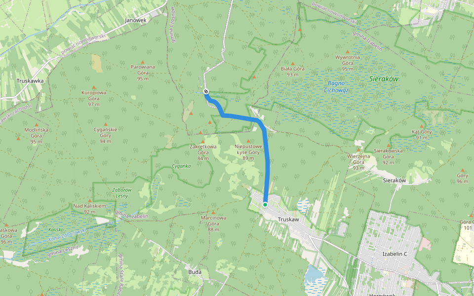 Palmirski Szlak Łącznikowy walking route map in Truskaw