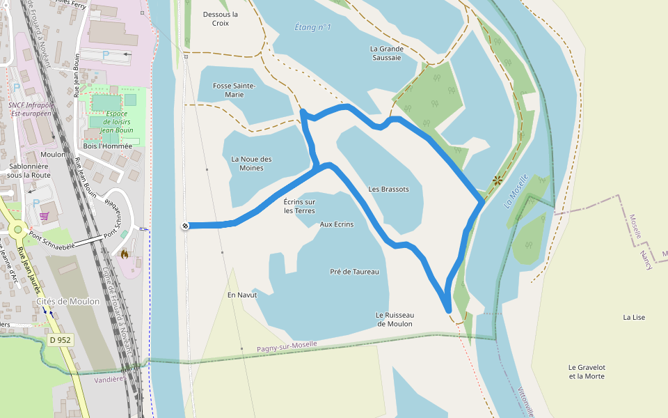 Le Prés des Bords de Moselle walking route map in Pagny-sur-Moselle