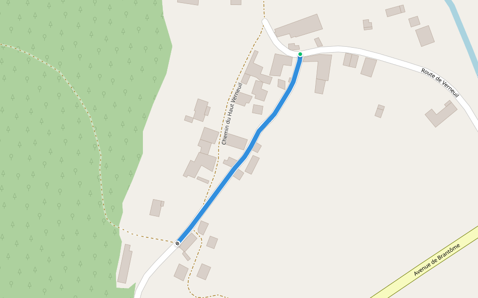 Liaison Brantôme - Champagnac-de-Belair walking route map in Champagnac-de-Belair