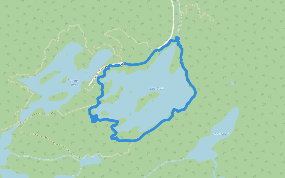 Sentier du Tour du Lac Clair walking route map in Saint-Tite