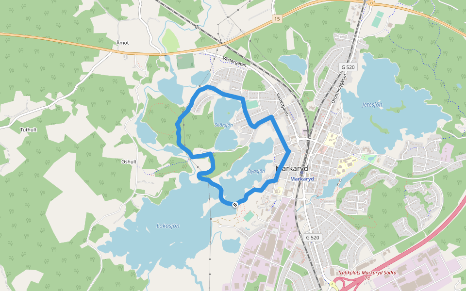 Sjörundorna – Sjöarundan walking route map in Markaryd