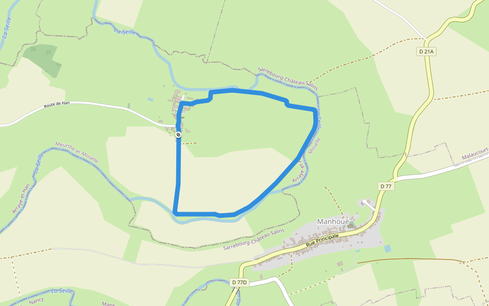 La Seille walking route map in Arraye-et-Han