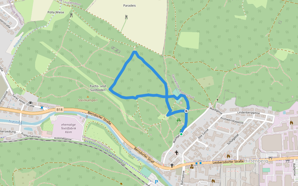 Waldlehrpfad Hirtenberg walking route map in Hirtenberg