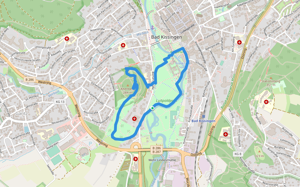 Sisi-Tour walking route map in Bad Kissingen