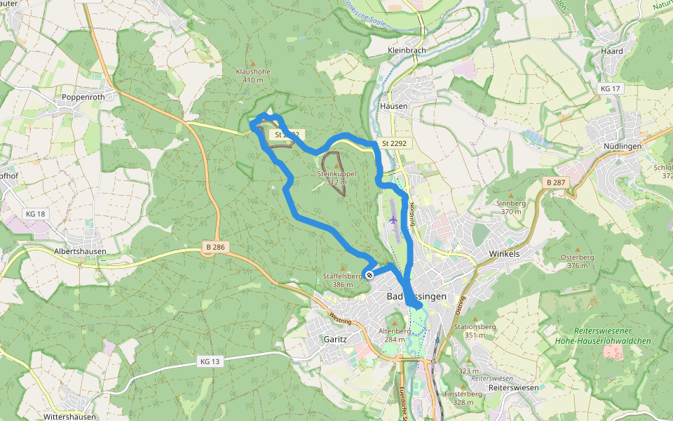 Rundweg Wild-Park Klaushof walking route map in Bad Kissingen