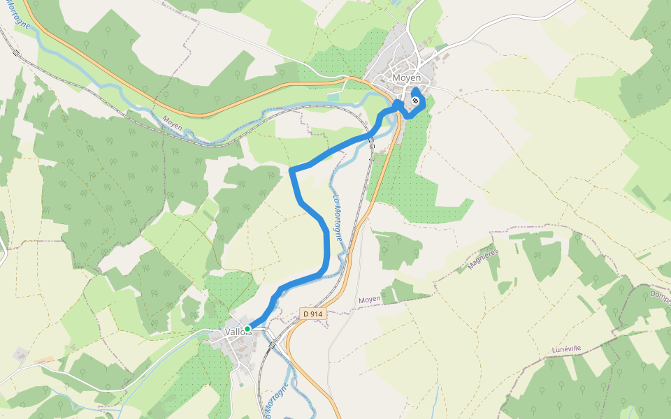 La Mortagne walking route map in Vallois