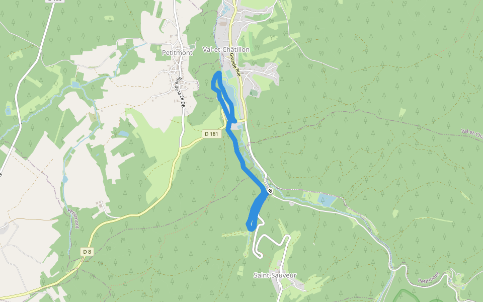 Les Promenades du Val walking route map in Saint-Sauveur