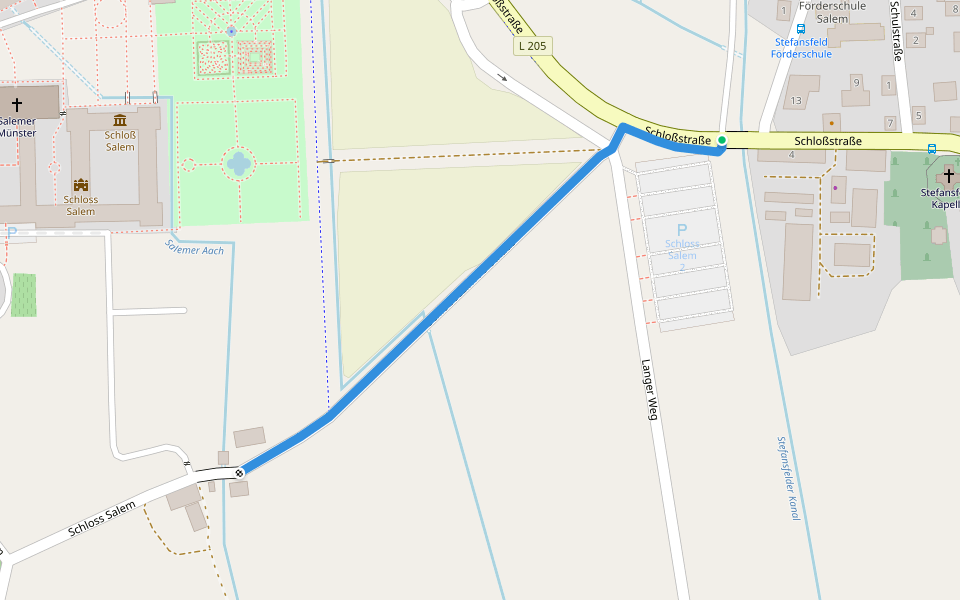 Wandern im Salemer Tal (blauer Balken) walking route map in Salem
