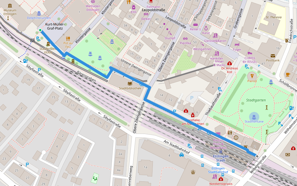 Ettlingen Kutschenplatz - Ettlingen Bahnhof