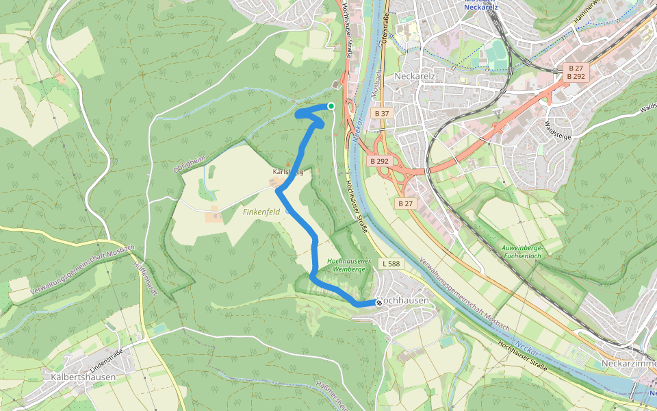 linker Neckar-Randweg walking route map in Obrigheim