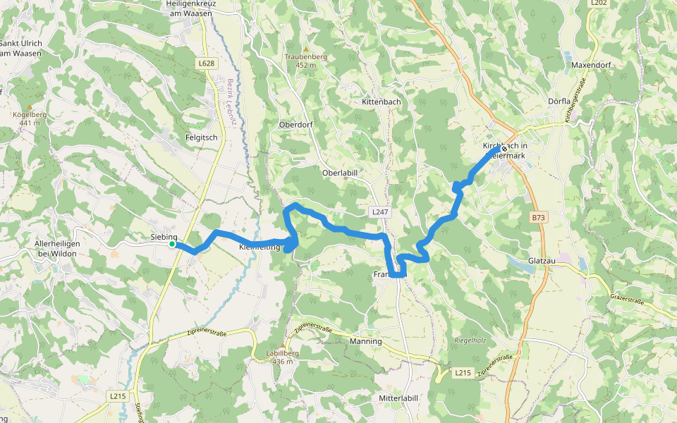 Wanderweg 792 walking route map in Allerheiligen bei Wildon