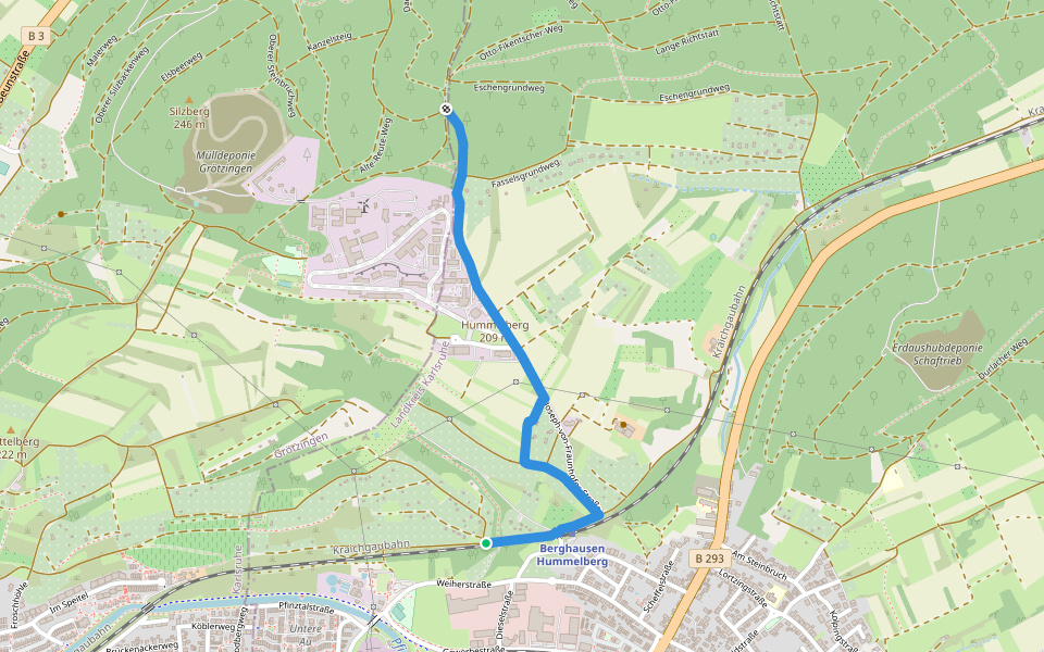 Hummelberg - Großer Wald walking route map in Pfinztal