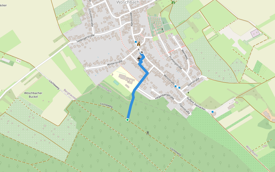 Wöschbach Kirche - Steidig walking route map in Pfinztal