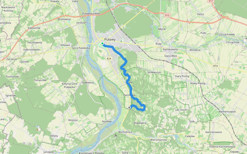 Szlak Lessowych Wąwozów walking route map in Puławy