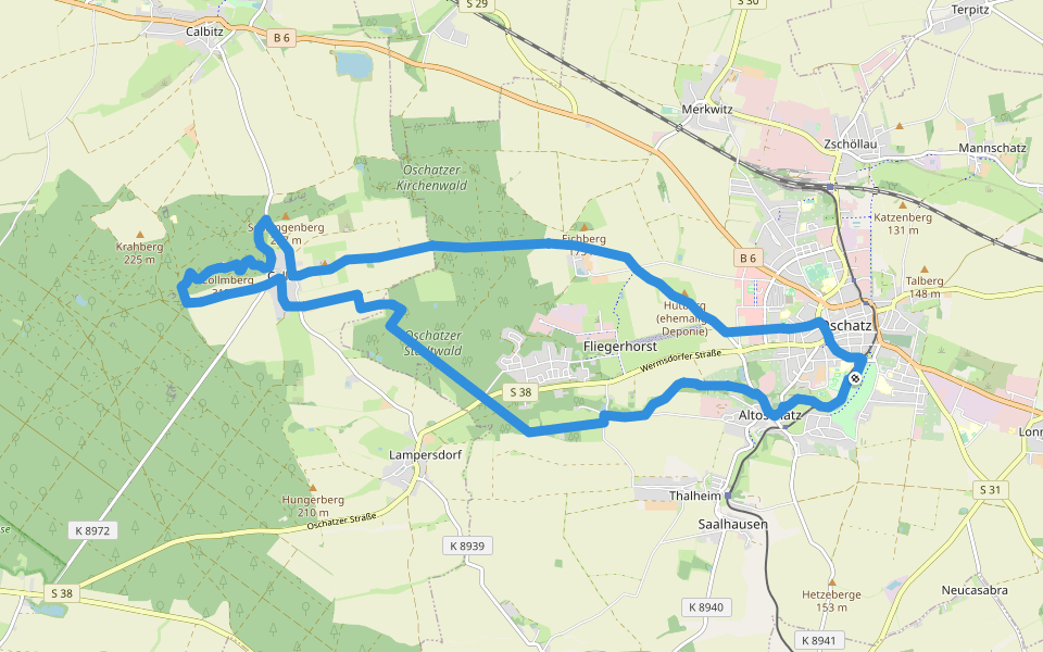Oschatzer Rundweg walking route map in Oschatz