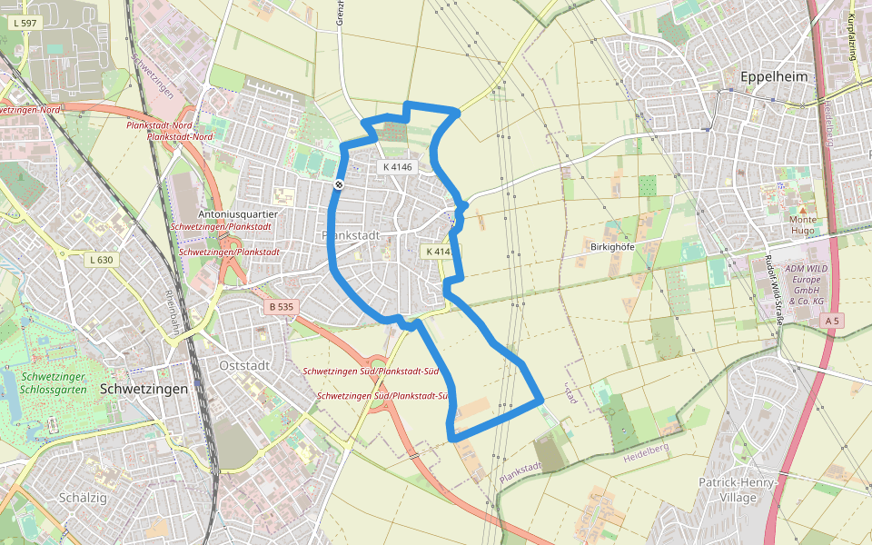 Alsheimer Rundweg walking route map in Plankstadt
