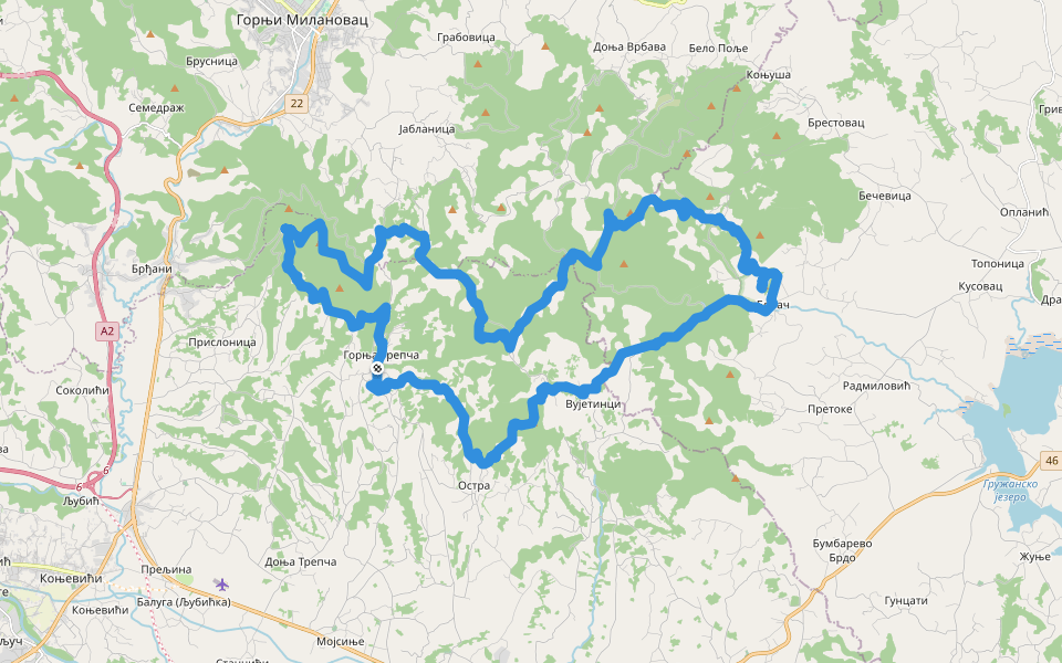 Трансверзала ФРА walking route map in Горња Трепча
