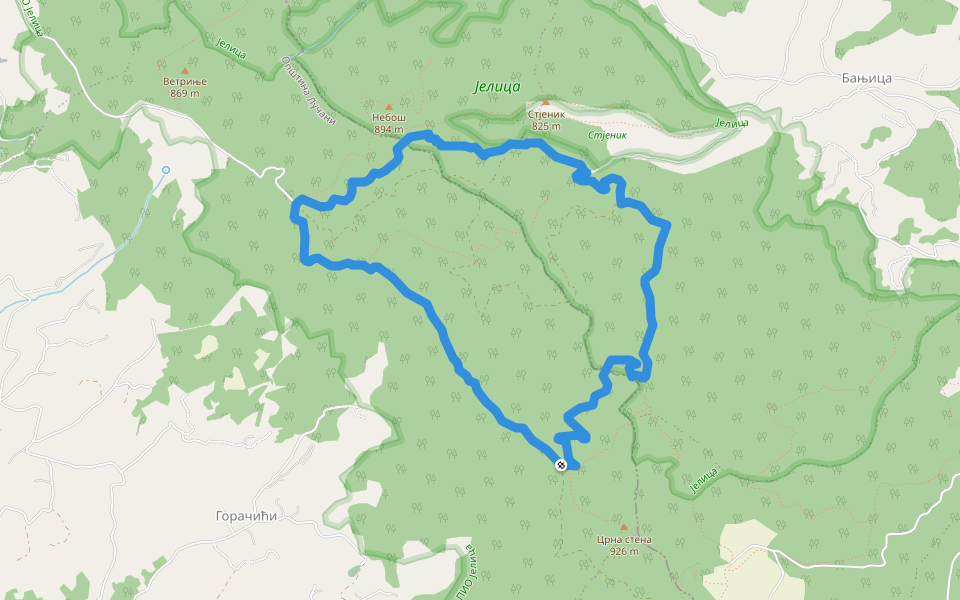 Манастир Стјеник-Јелица walking route map in Goračići