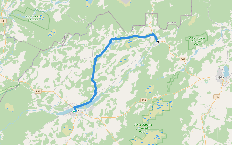 Ezertaka: Balvi-Vīksna-Kuprava walking route map in Rugāji