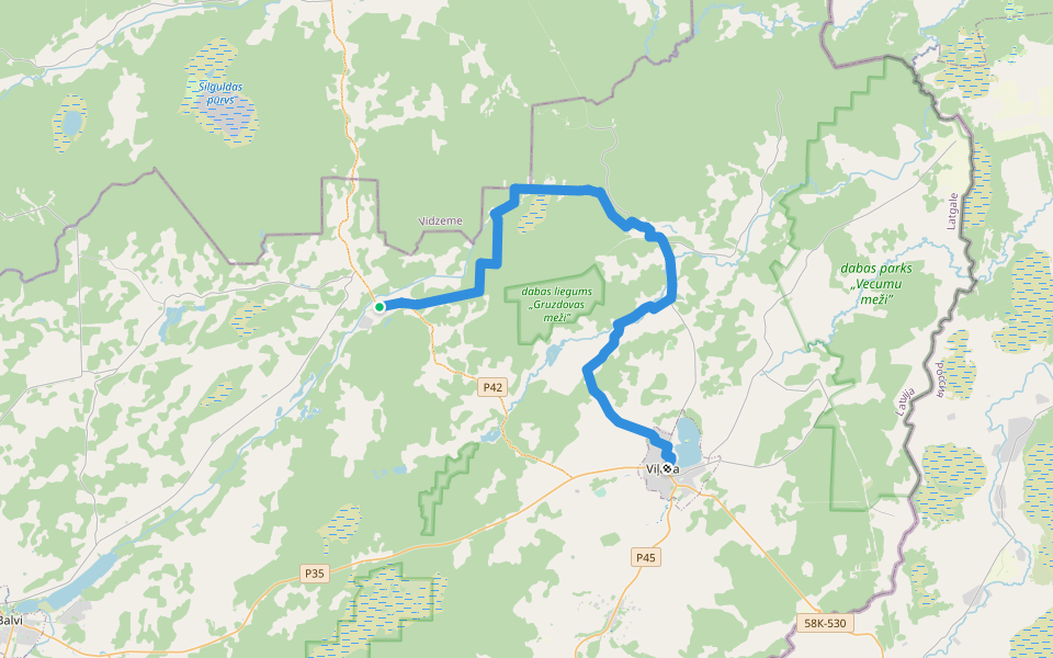 Ezertaka: Kuprava-Žīguri-Viļaka walking route map in Rugāji