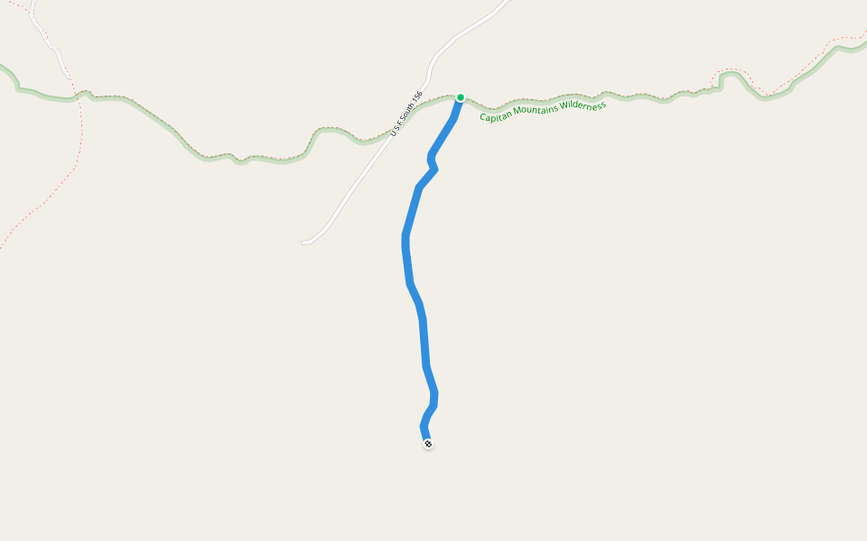 Copeland Canyon Trail walking route map in Capitan