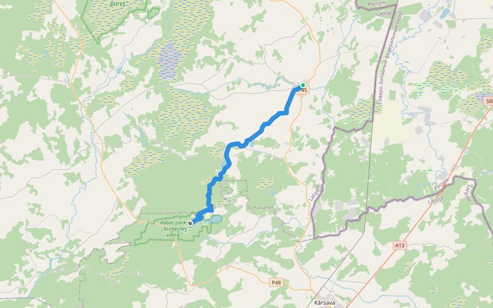 Ezertaka: Baltinava-Svātunes ezers-Numerne walking route map in Rugāji