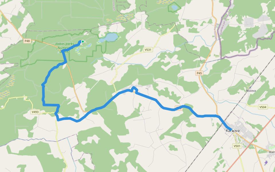 Ezertaka: Numerne-Ruskulova-Salnava-Kārsava walking route map in Vecslabada