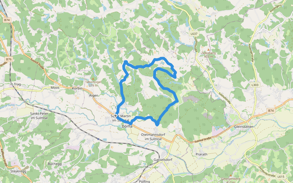 Archäologischer Weg 2 walking route map in Sulb