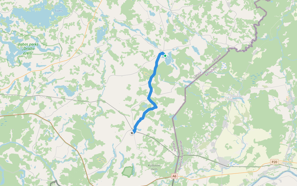 Ezertaka: Robežnieki-Karklinova-Indra walking route map in Piedruja