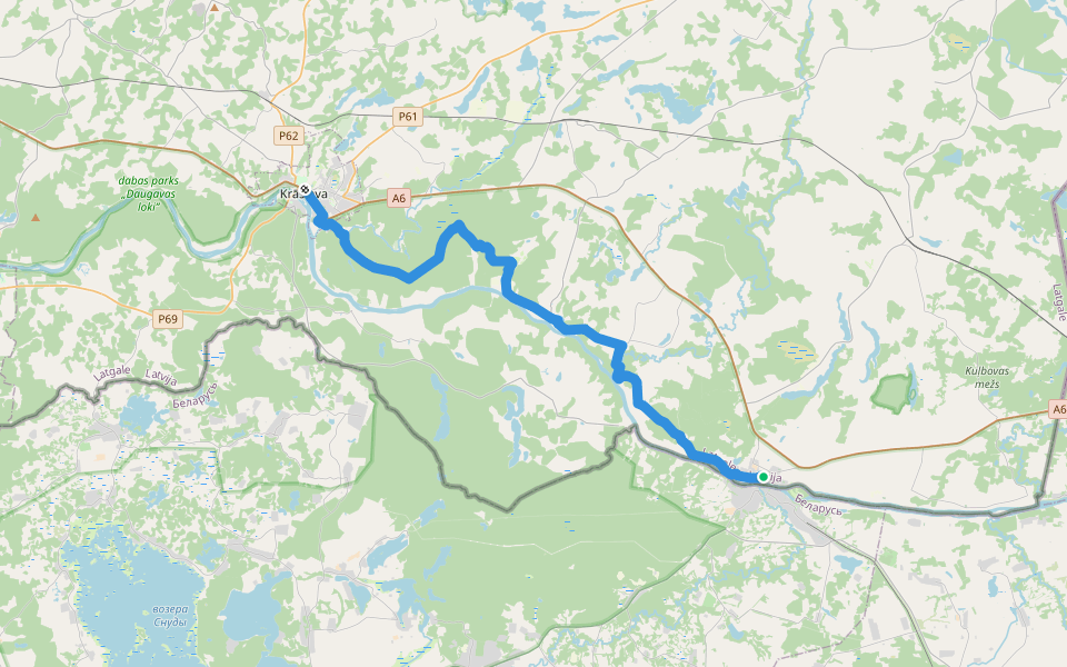Ezertaka: Piedruja-Indrica-Krāslava walking route map in Piedruja