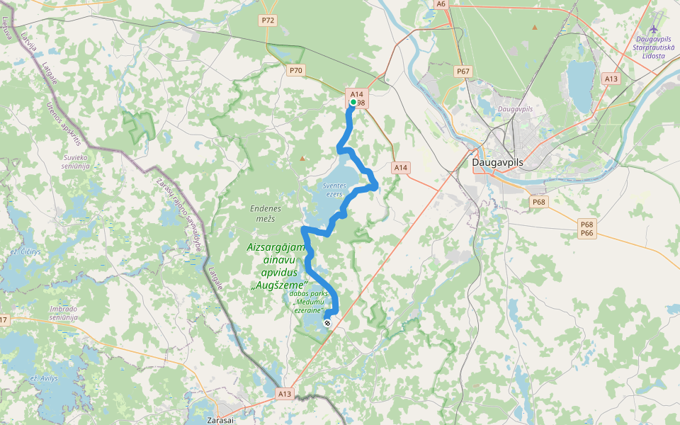 Ezertaka: Medumi-Svente walking route map in Svente