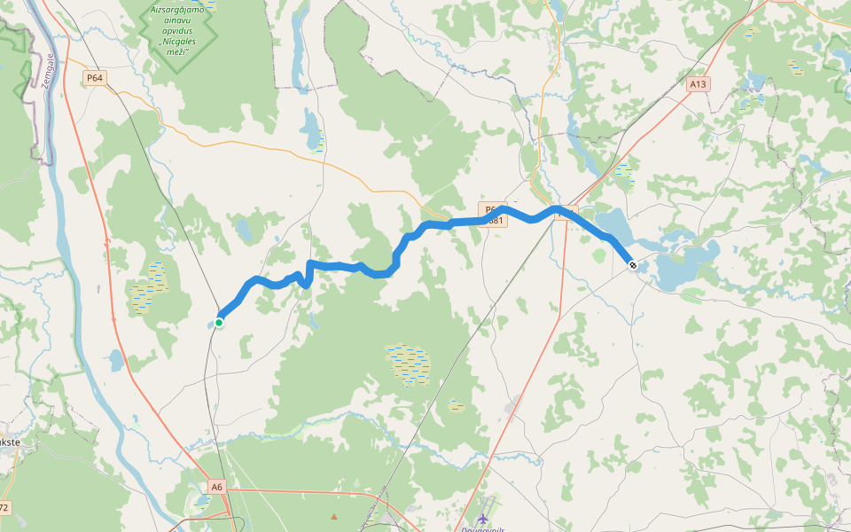 Ezertaka: Vabole-Krivāni-Dubna-Višķi walking route map in Vabole