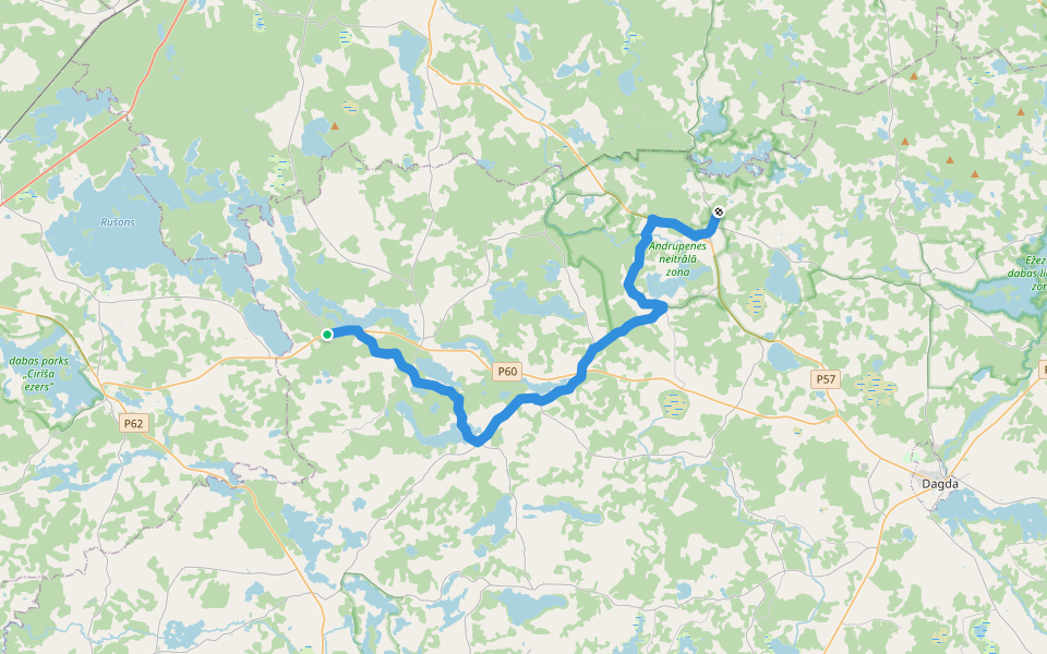 Ezertaka: Geraņimovas Ildza ezers-Koškina-Strodi-Vecokra-Biža-Andrupene walking route map in Piedruja