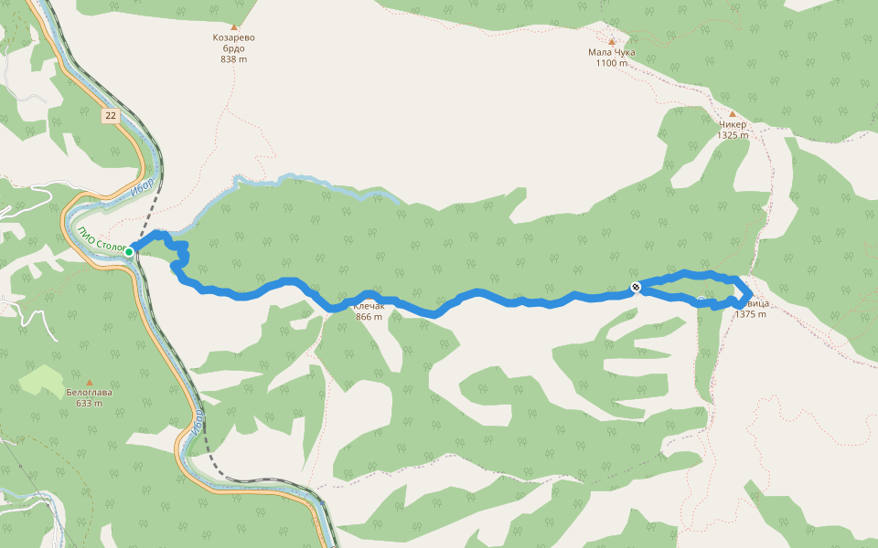 Маглич - Усовица walking route map in Маглич