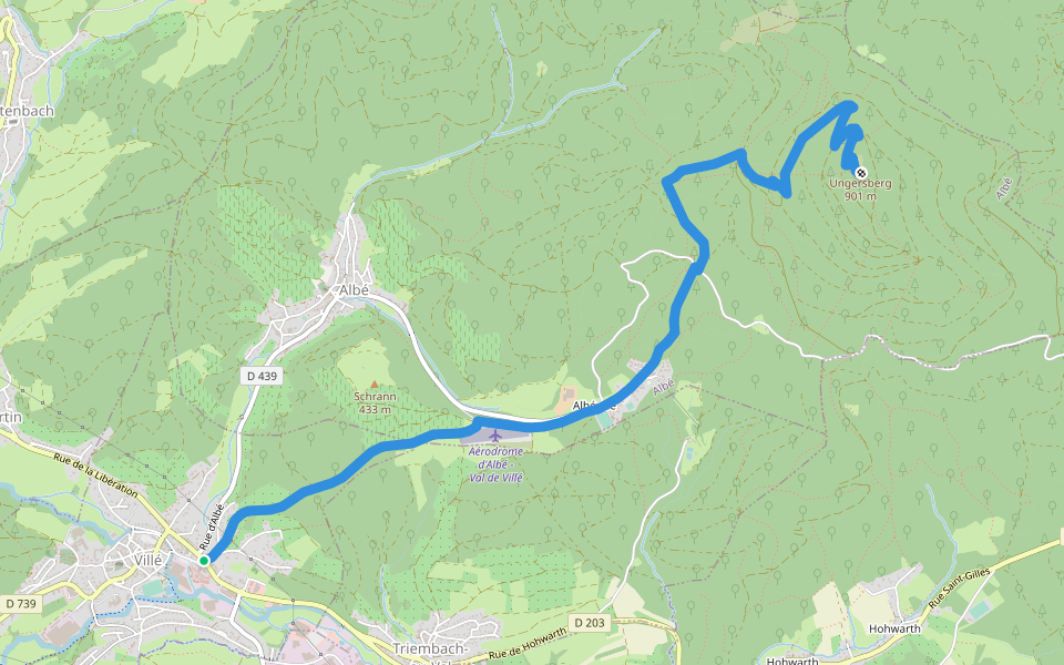 Villé - Ungersberg walking route map in Villé