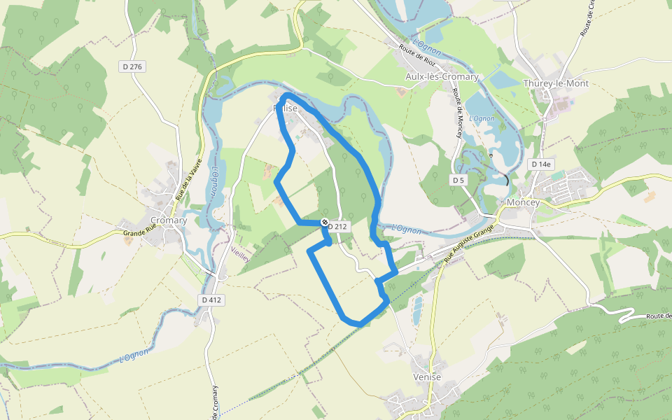 Sentier de Palise walking route map in Palise