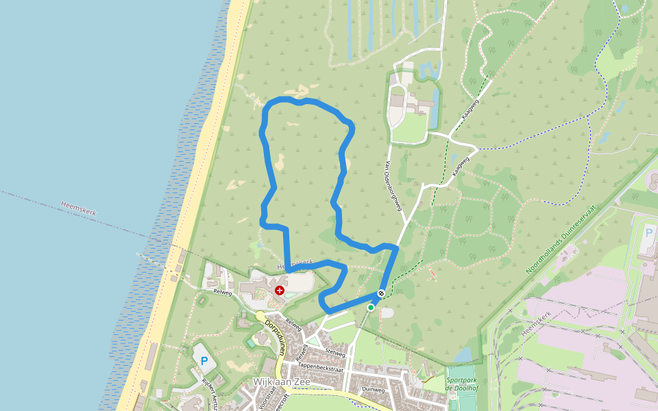 Zeedorpenroute walking route map in Wijk aan Zee