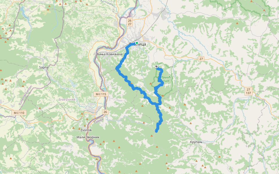 Вукове богазе walking route map in Loznica