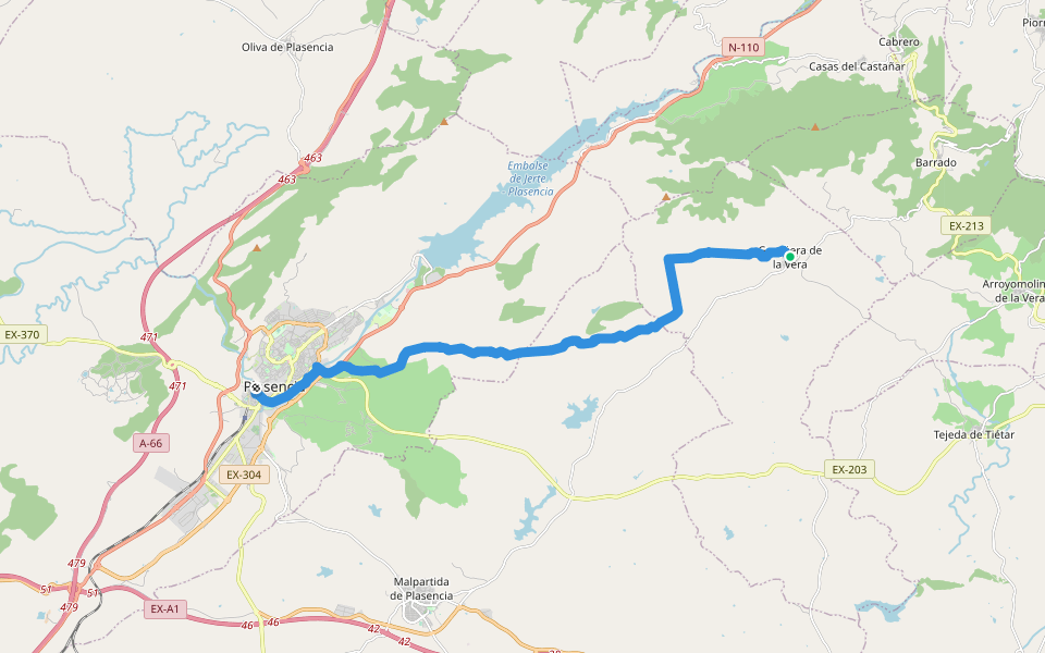 [GR 111] Sendero de la Vera (Etapa 5) walking route map in Gargüera