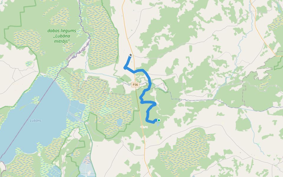 Ezertaka: Lielais Svētiņu ezers-Ozolsala-Viškuļi-Silamuiža-Bērži -Bērzpils walking route map in Jaunstašuļi