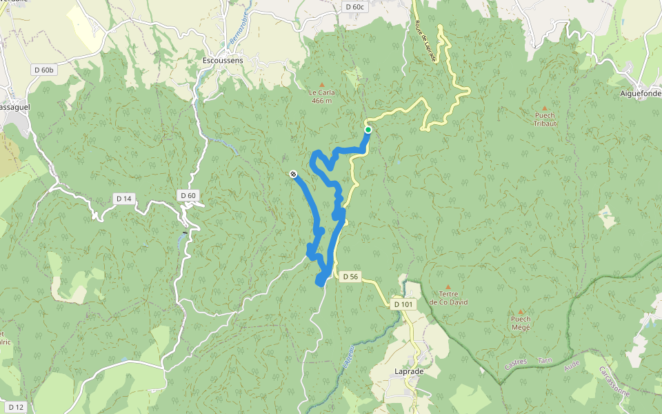 PR walking route map in Escoussens